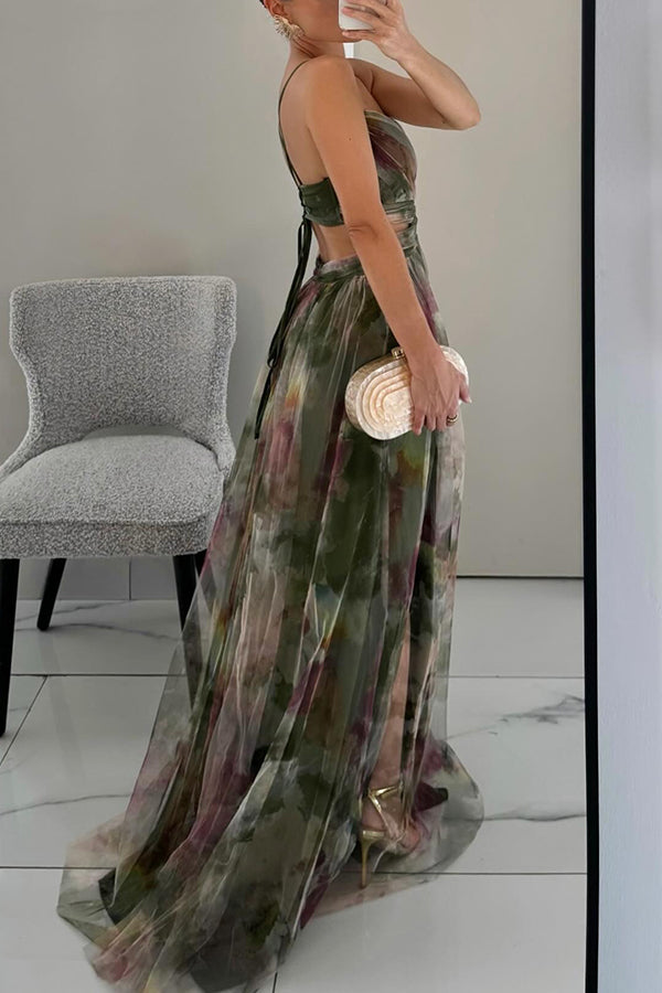 Giselle Encantador Maxi Vestido con Estampado Floral