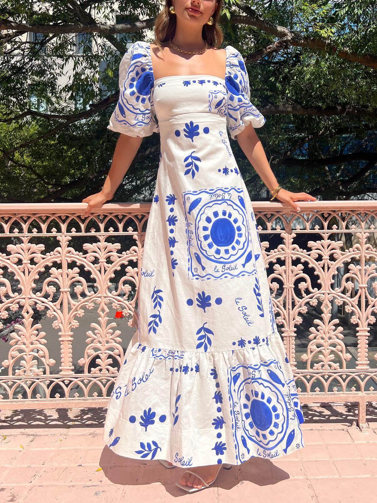 Fiore Vestido largo estampado