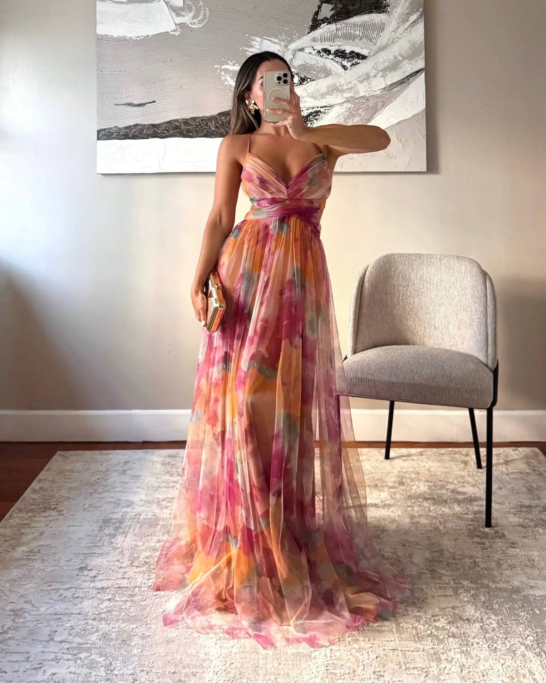 Laura Maxi vestido encantador con estampado floral