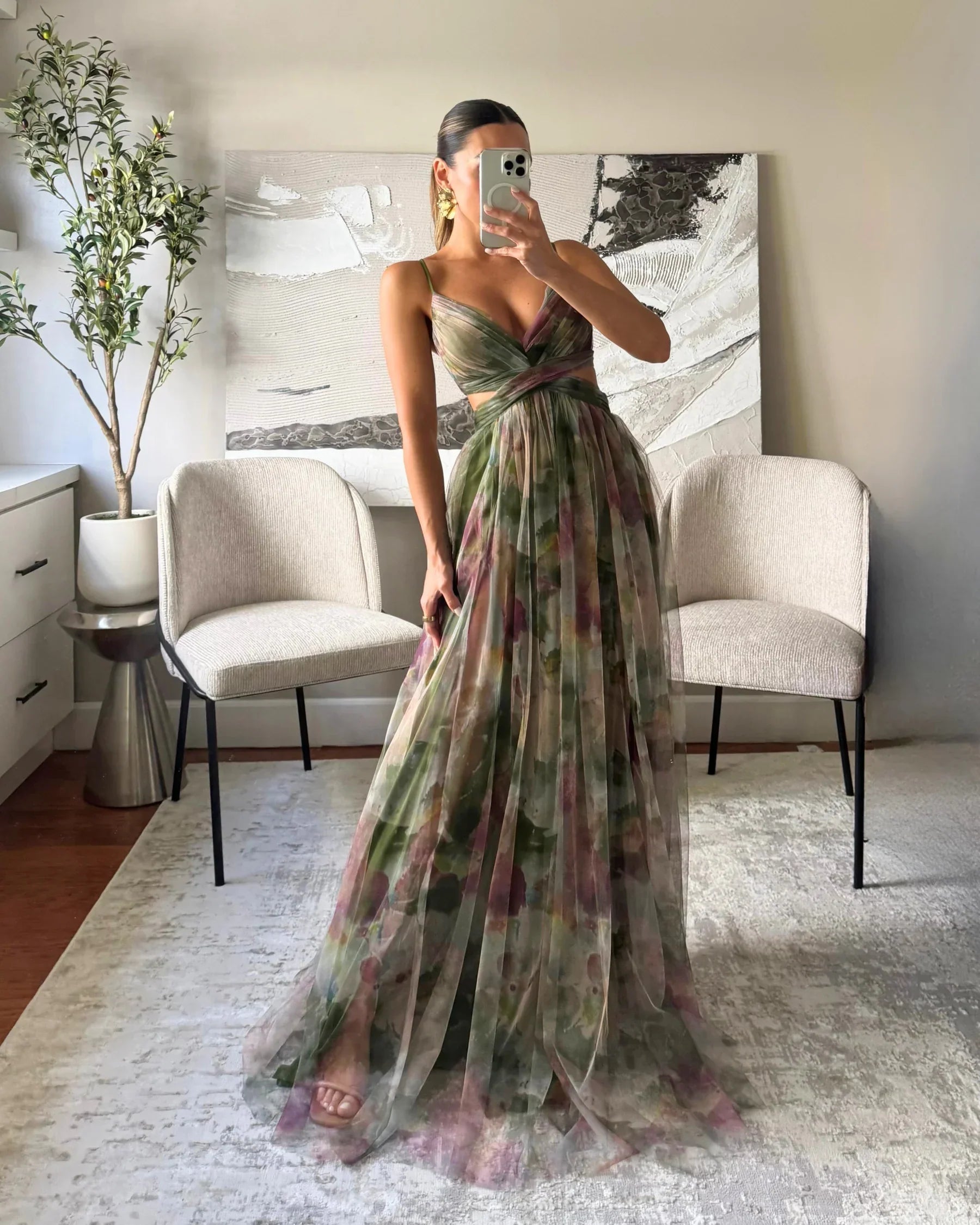 Laura Maxi vestido encantador con estampado floral
