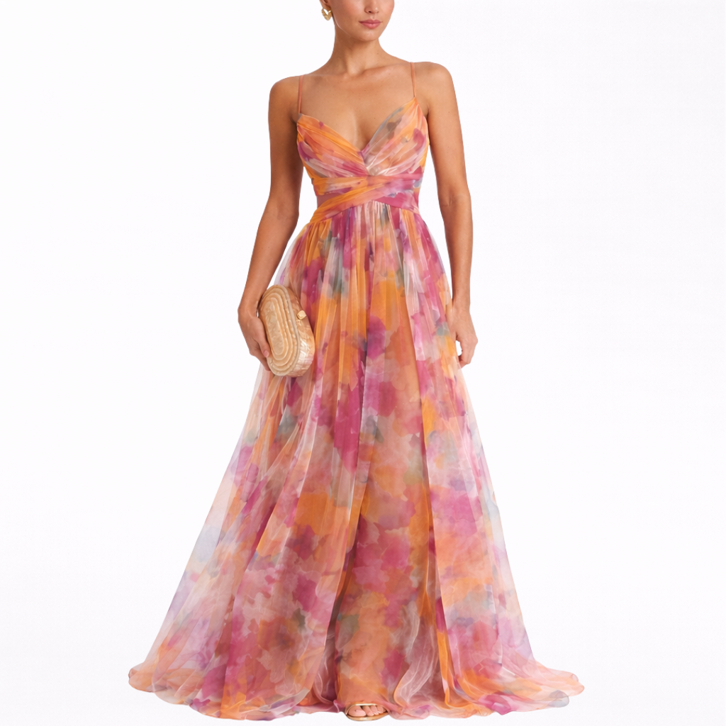 Giselle Encantador Maxi Vestido con Estampado Floral