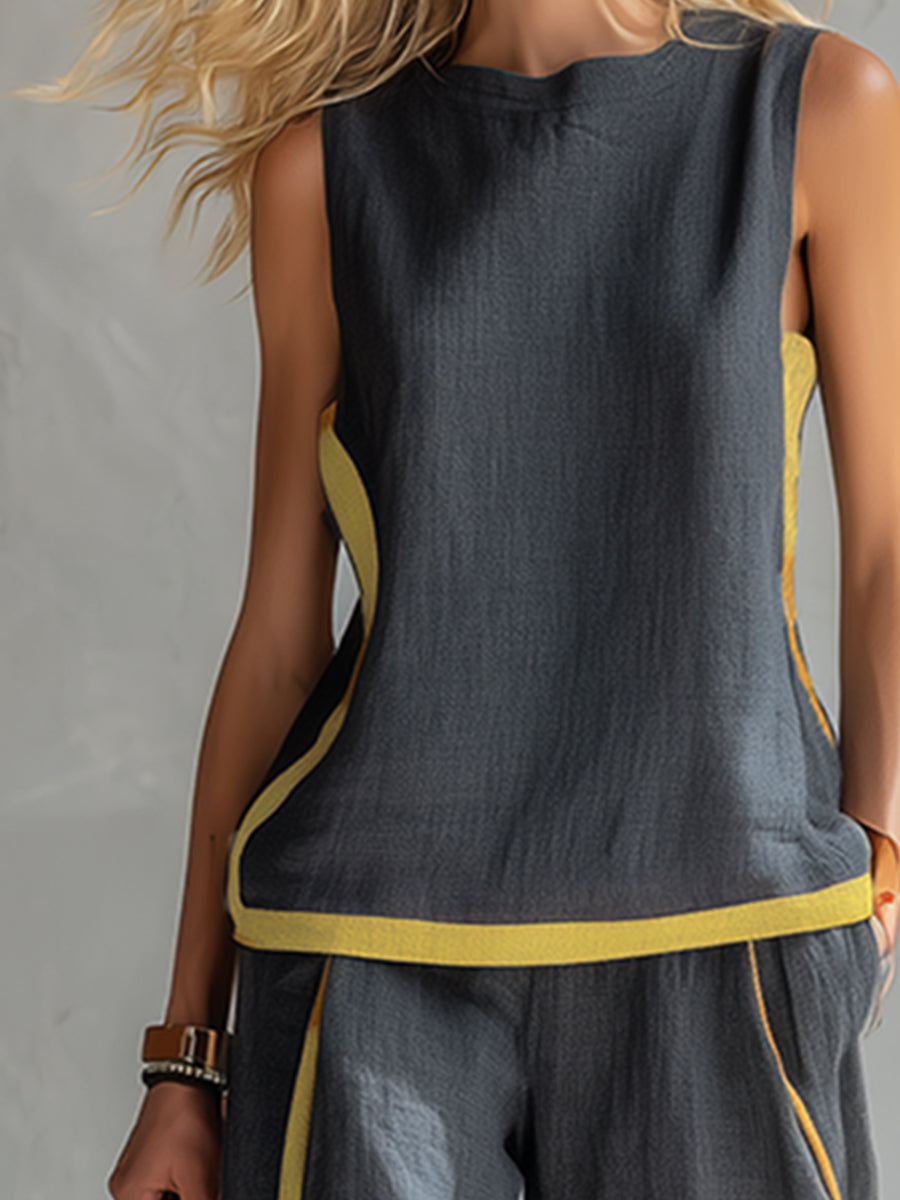Leila Conjunto Elegante en Algodón y Lino