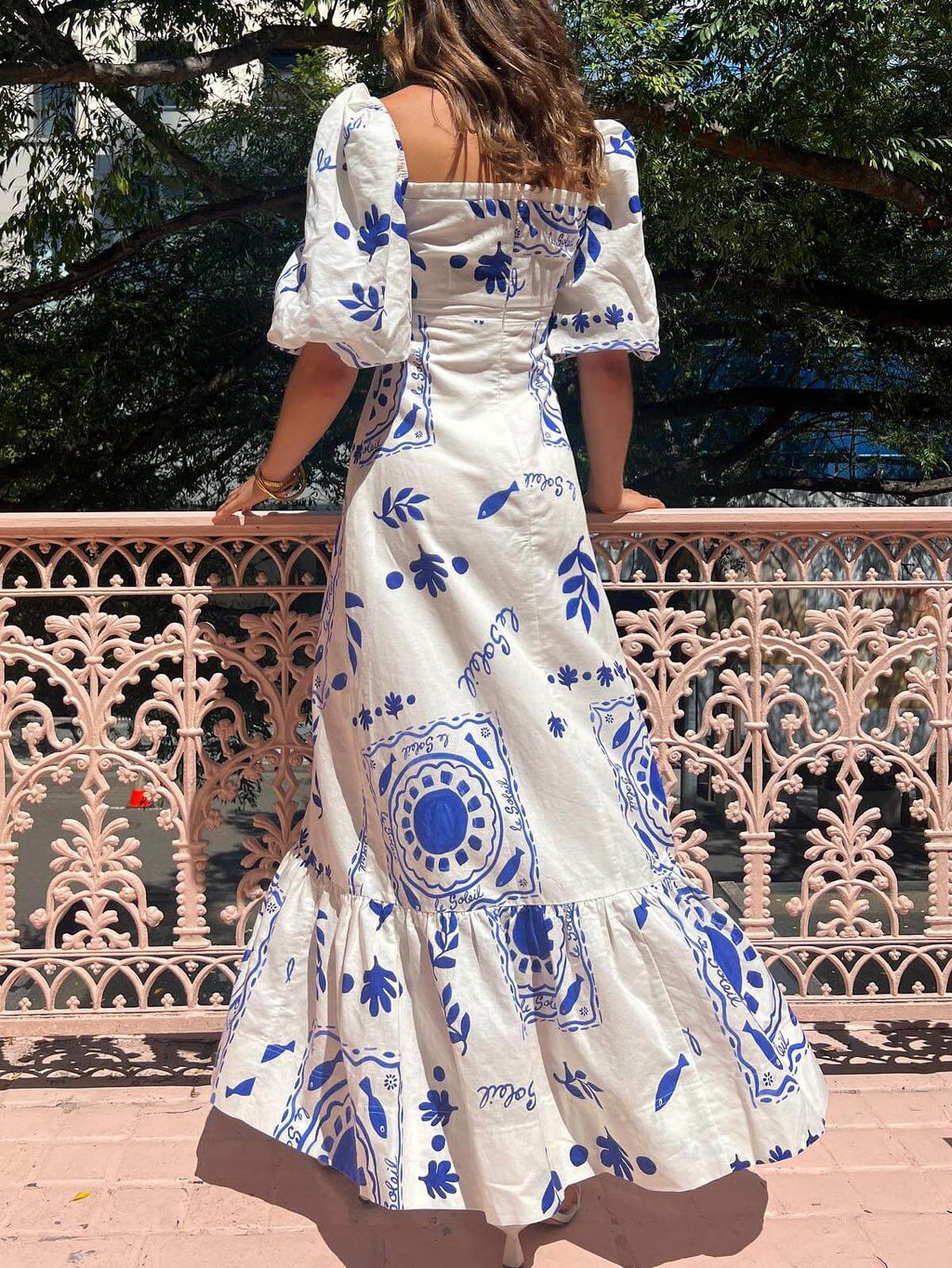 Fiore Vestido largo estampado