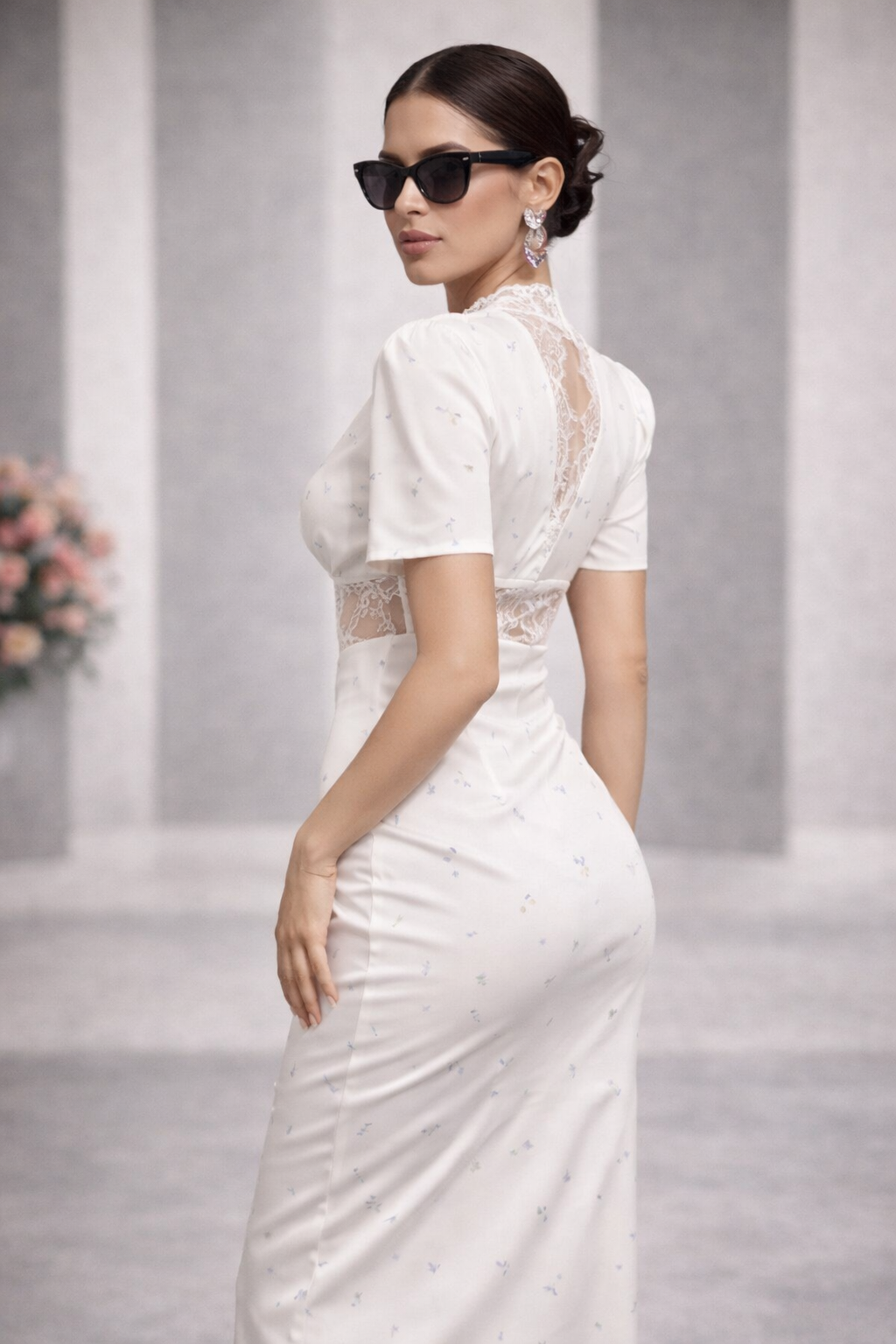 Vestido de fiesta de encaje calado para mujer