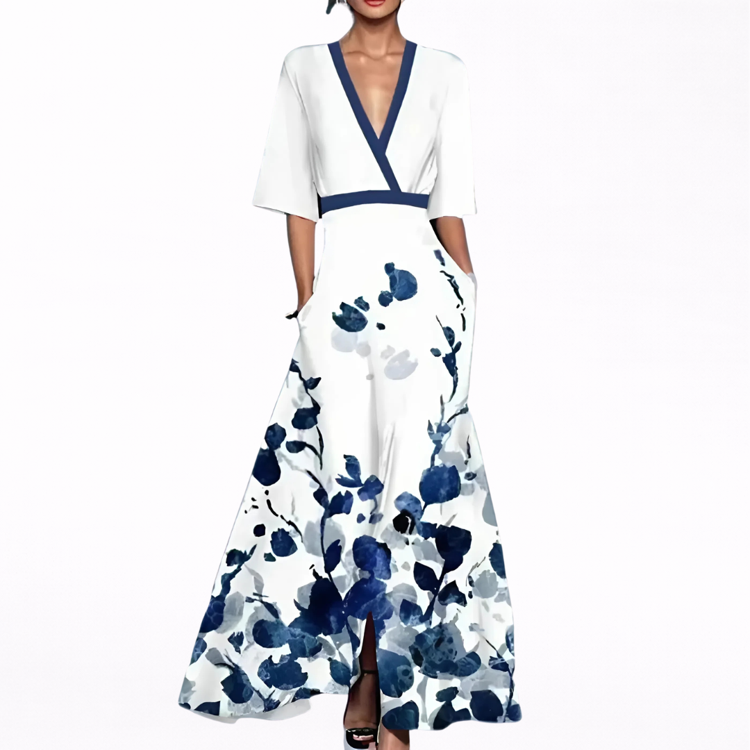 Valentina Elegante Vestido Maxi con Escote Profundo