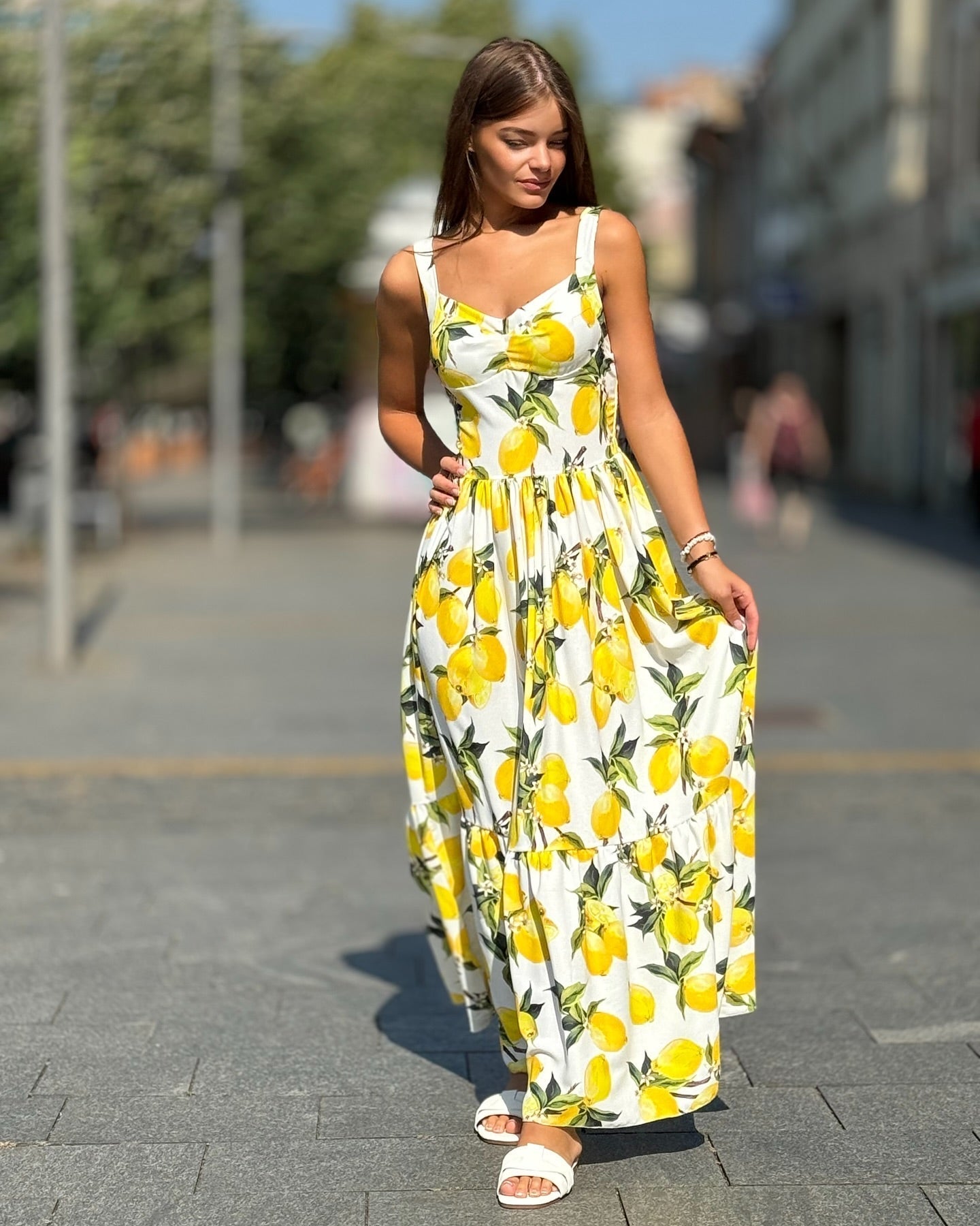 Renata Vestido largo estampado