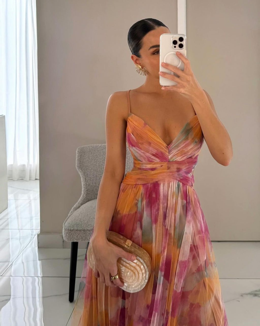 Giselle Encantador Maxi Vestido con Estampado Floral