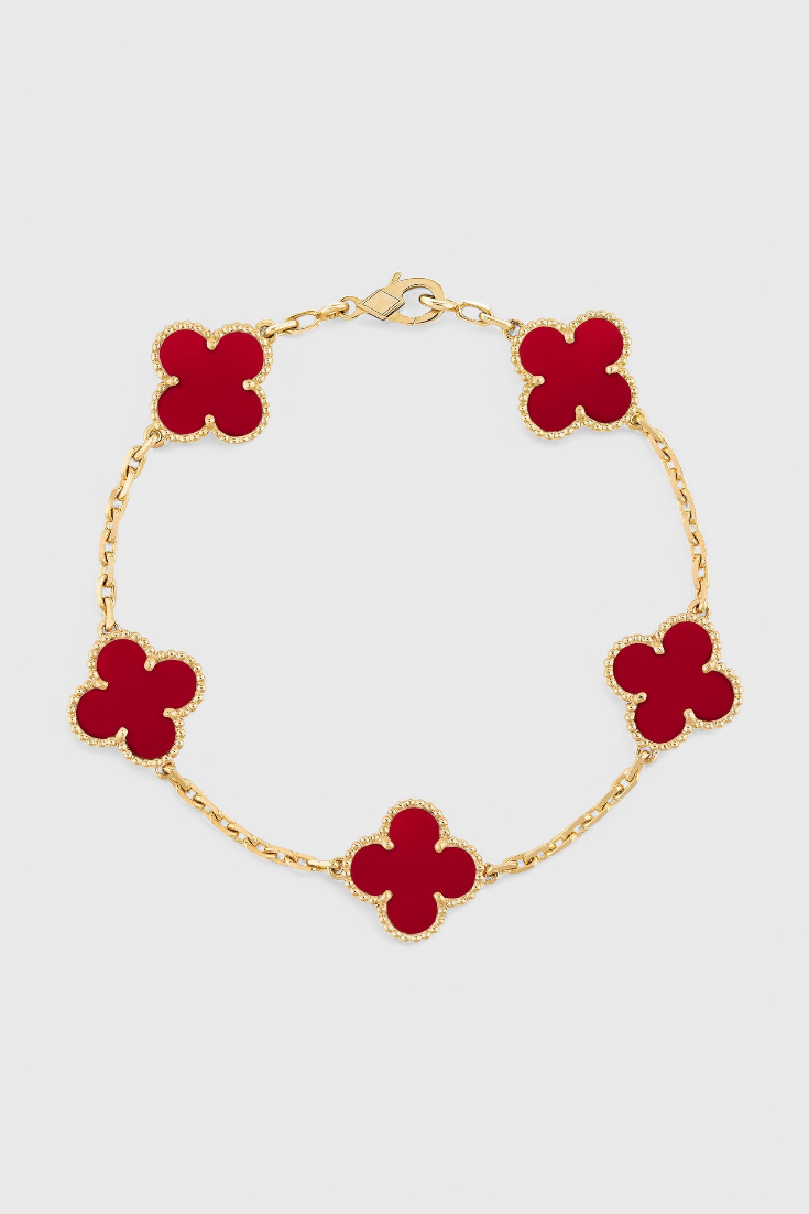 Pulsera con Motivo de Trébol y Elegancia Baño de Oro