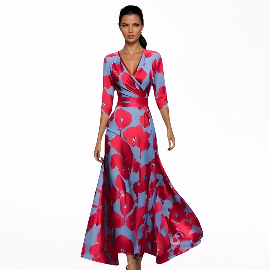 Emilia Elegante Maxi Vestido con Estampado Floral