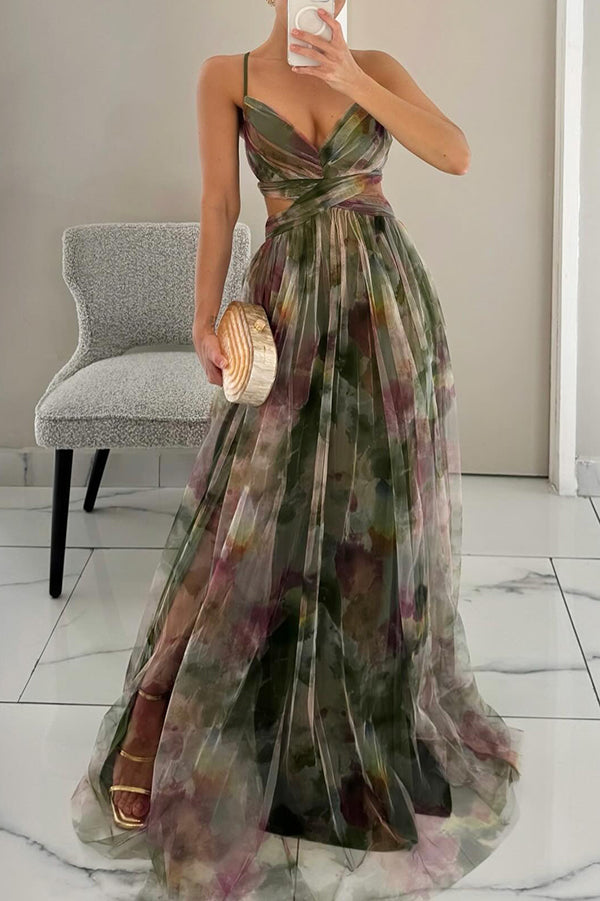 Laura Maxi vestido encantador con estampado floral