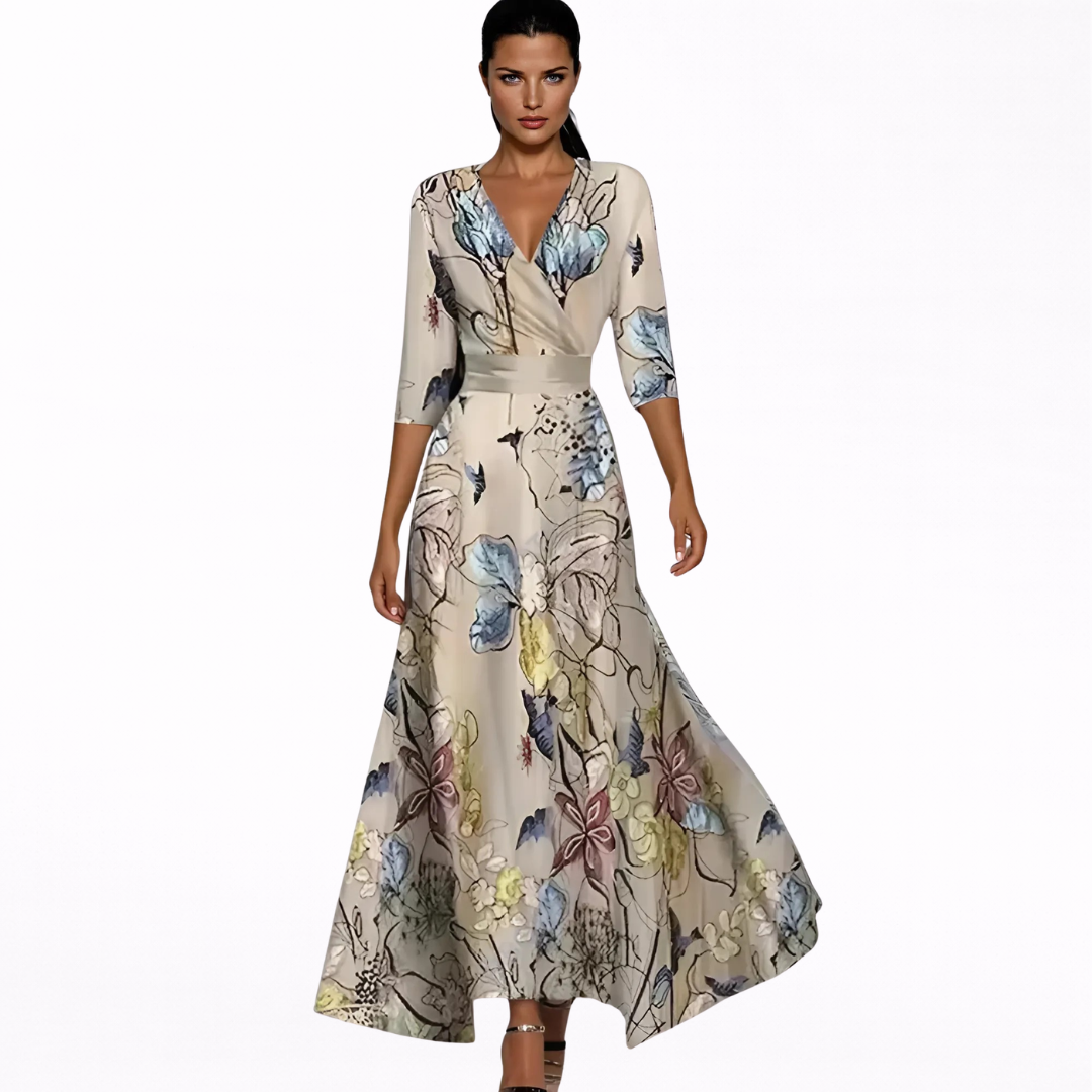 Emilia Elegante Maxi Vestido con Estampado Floral