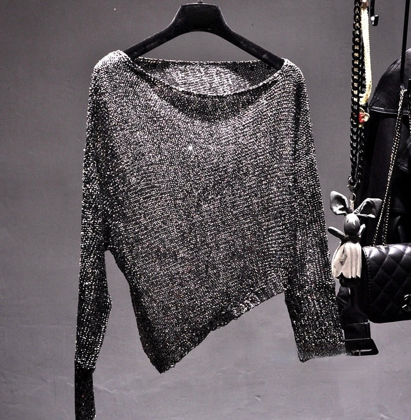 Blusa con lentejuelas inclinada