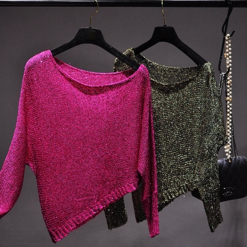 Blusa con lentejuelas inclinada