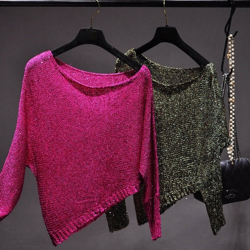 Blusa con lentejuelas inclinada