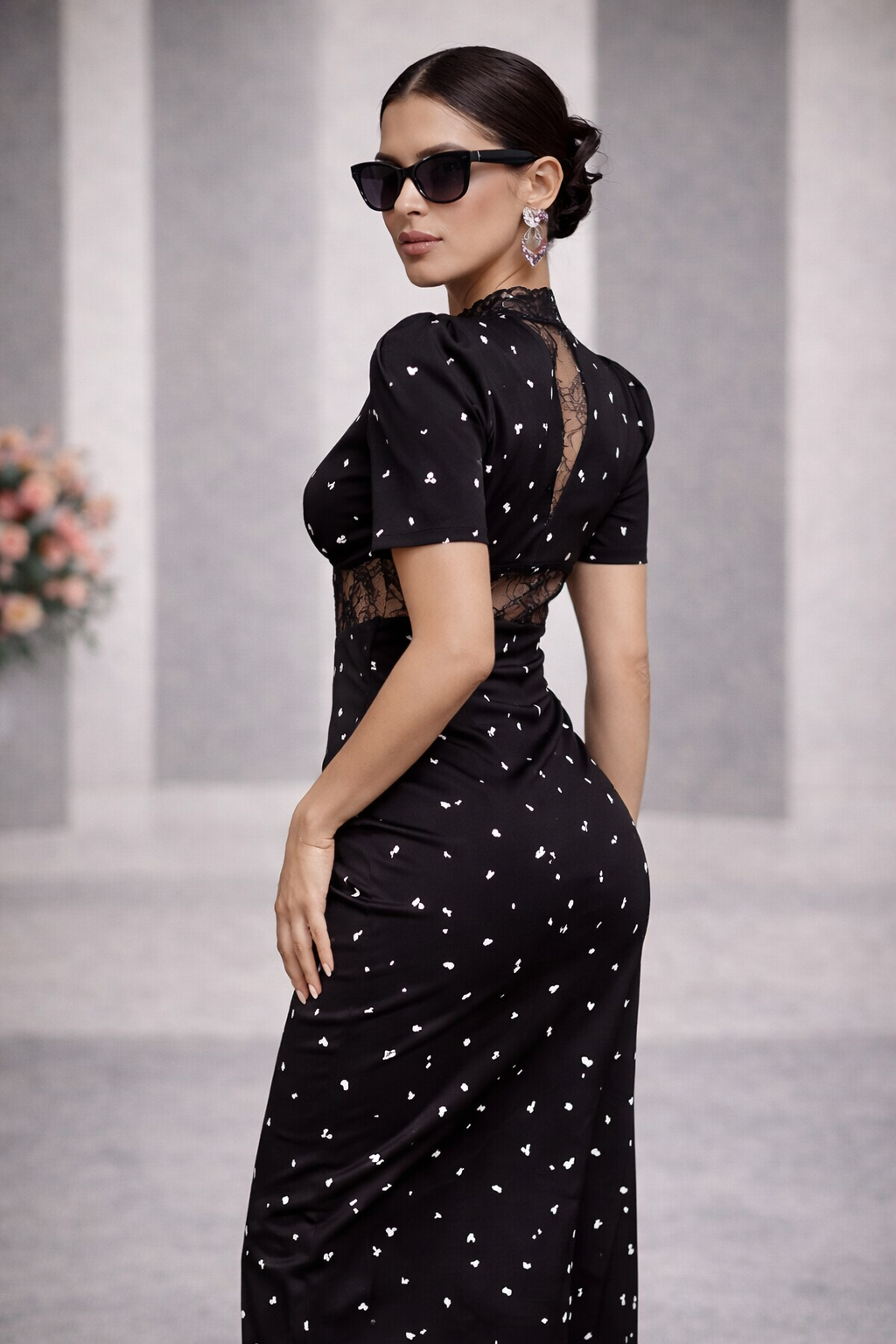 Vestido de fiesta de encaje calado para mujer