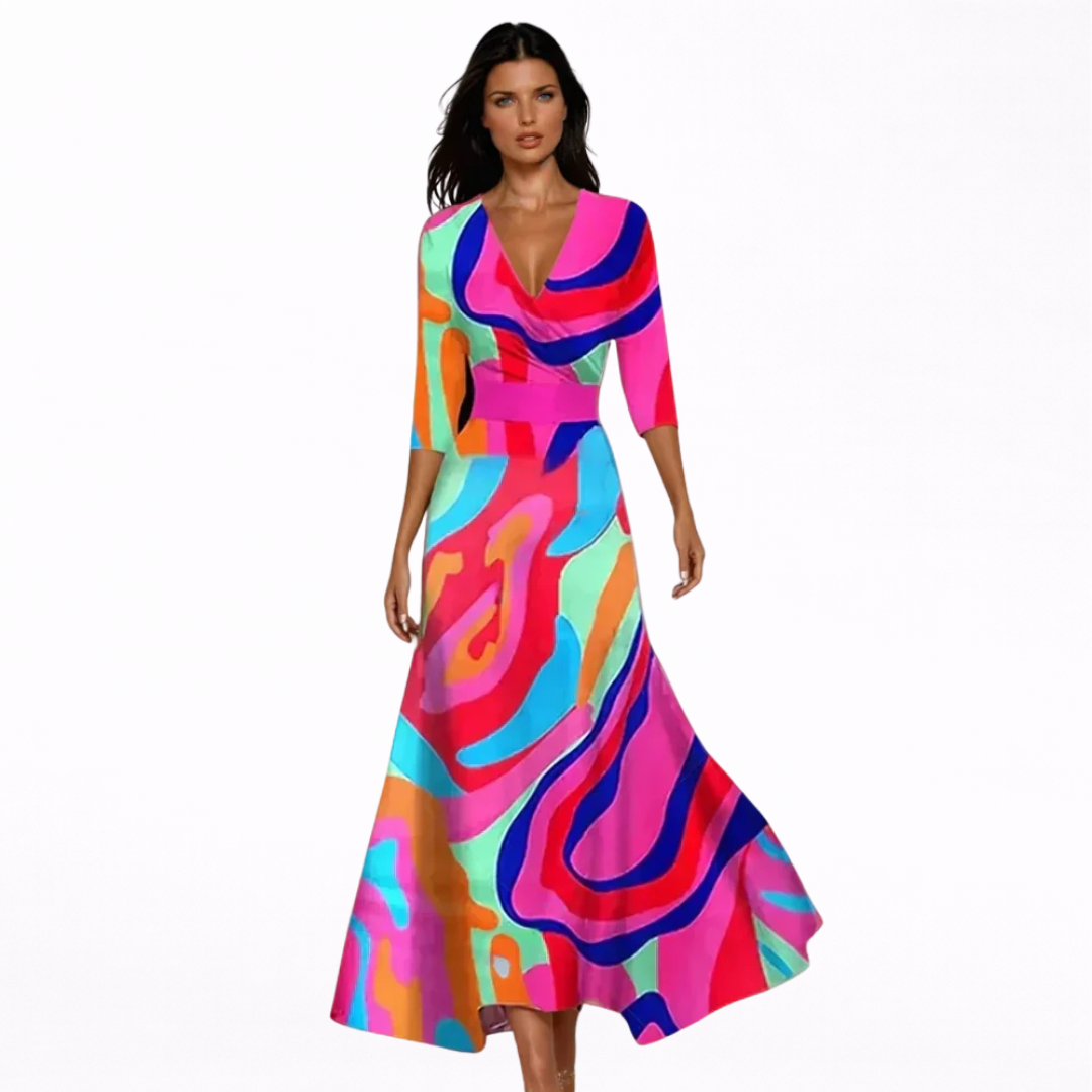 Emilia Elegante Maxi Vestido con Estampado Floral