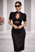 Vestido de fiesta de encaje calado para mujer