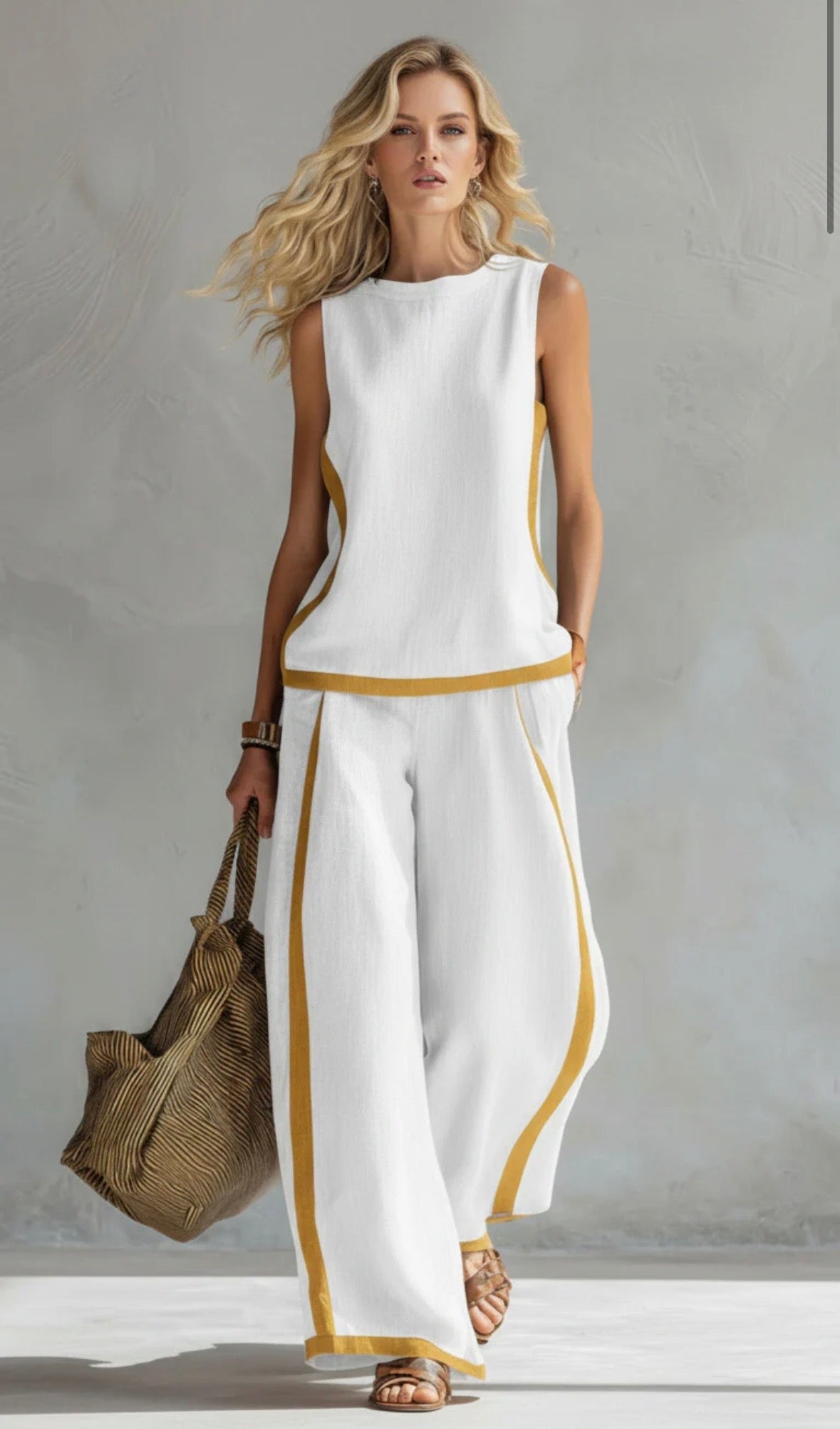Leila Conjunto Elegante en Algodón y Lino