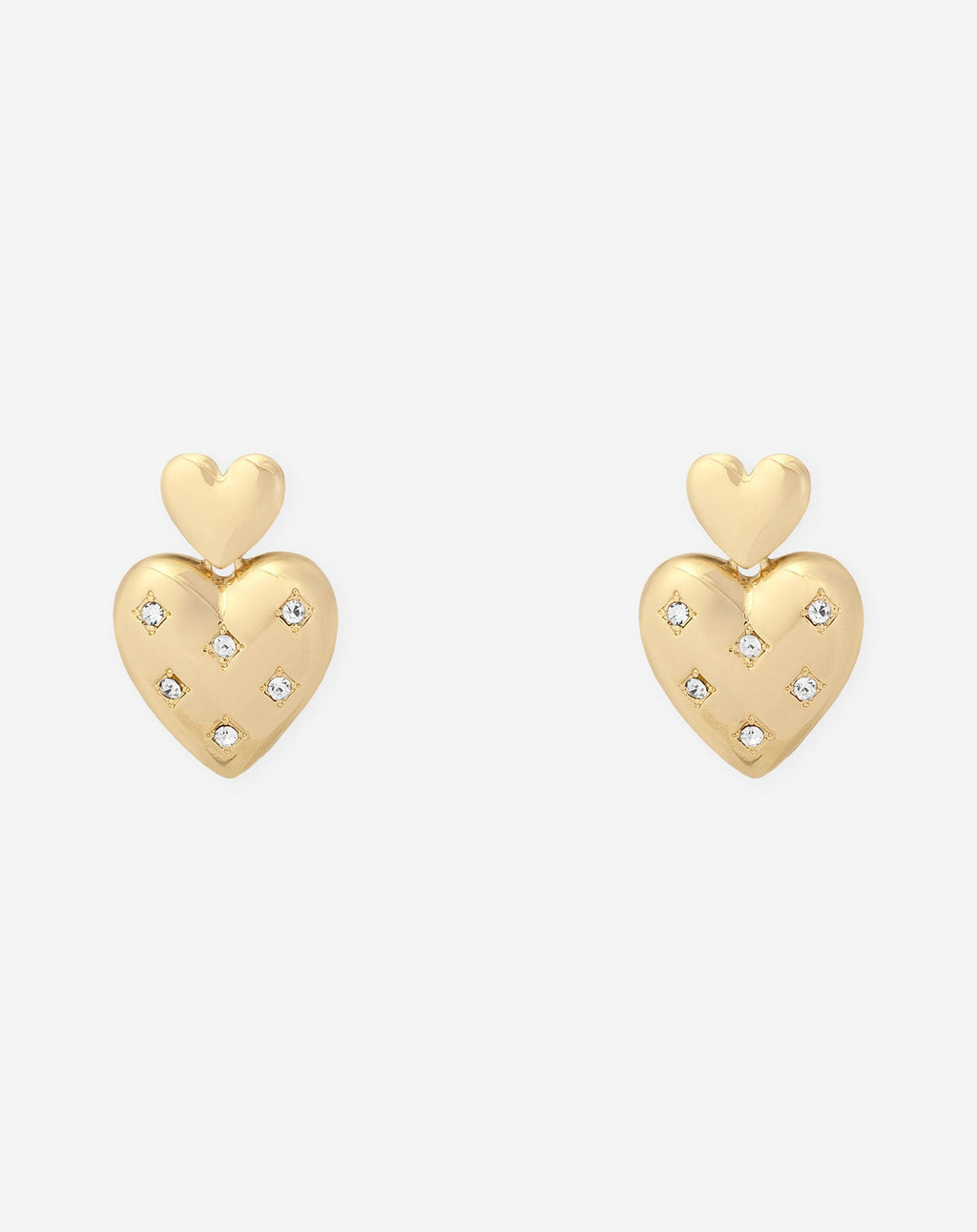 Pendientes de diamantes doble corazón