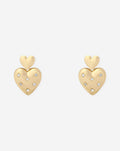 Pendientes de diamantes doble corazón