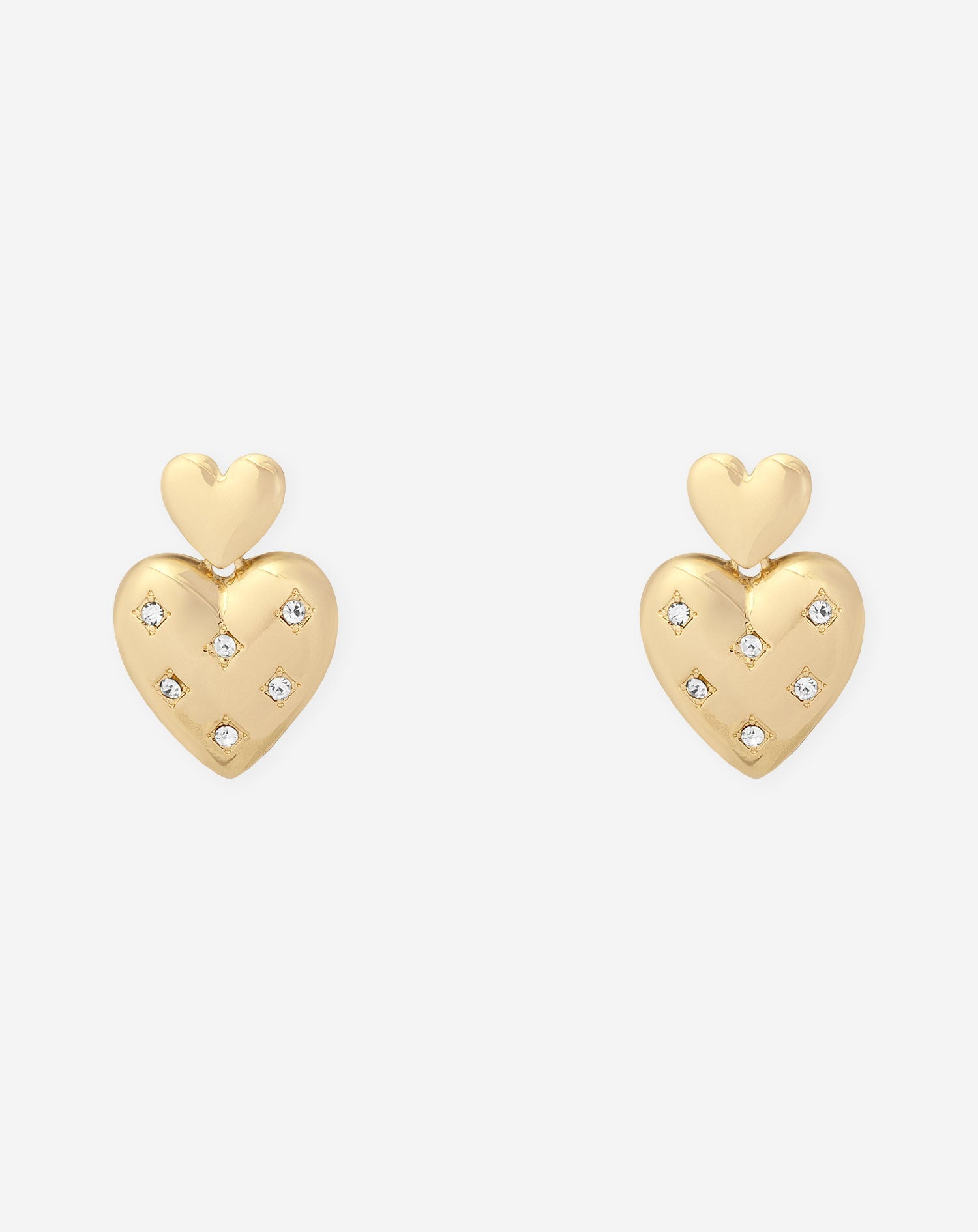 Pendientes de diamantes doble corazón