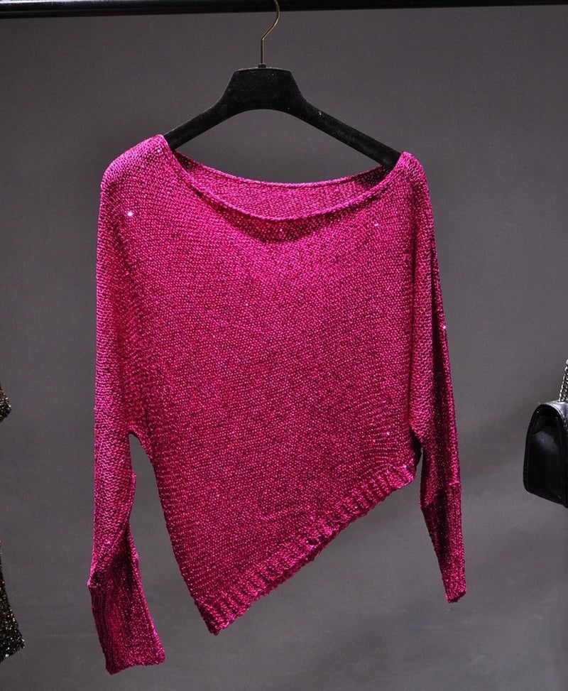 Blusa con lentejuelas inclinada