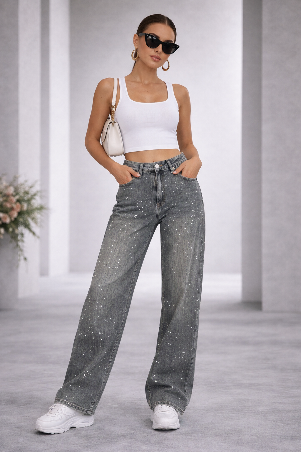 Pantalones vaqueros con parches para mujer