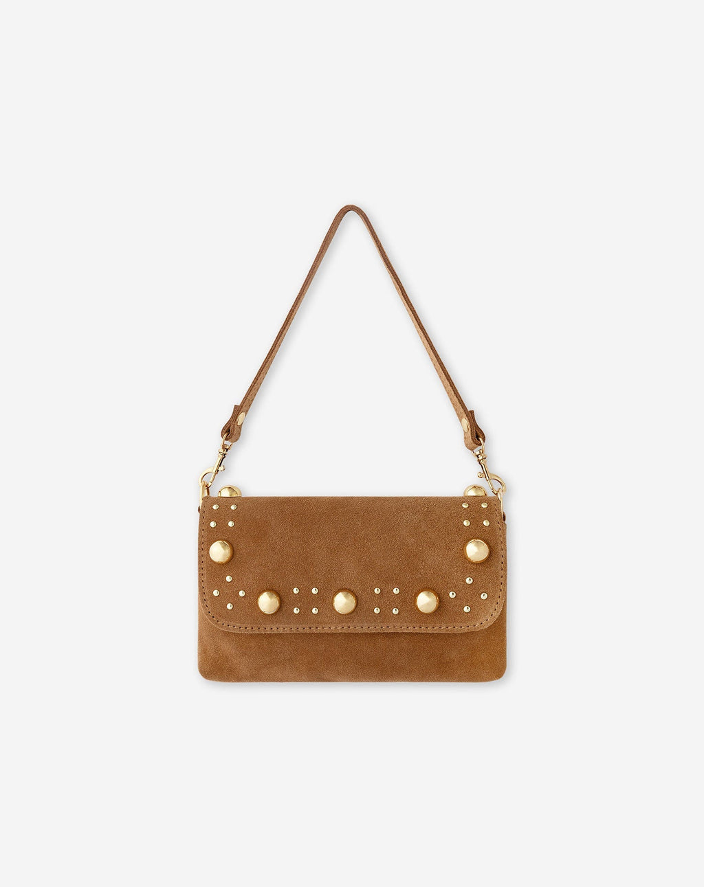 Bolso con solapa y tachuelas
