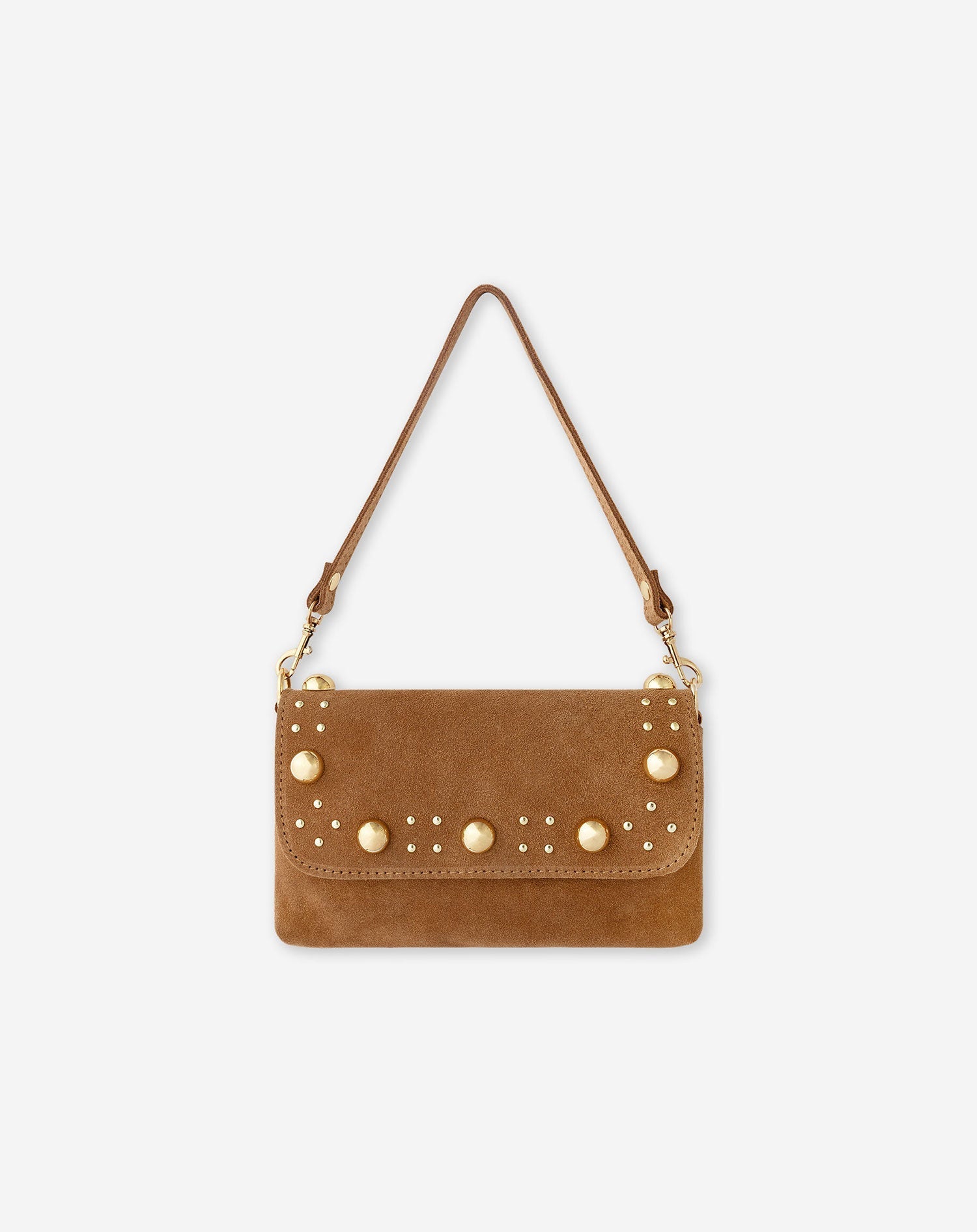 Bolso con solapa y tachuelas