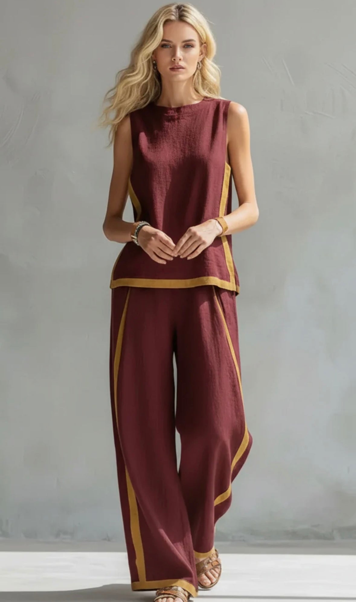 Leila Conjunto Elegante en Algodón y Lino