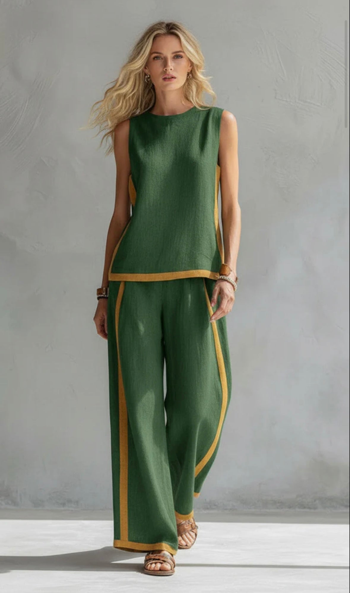 Leila Conjunto Elegante en Algodón y Lino