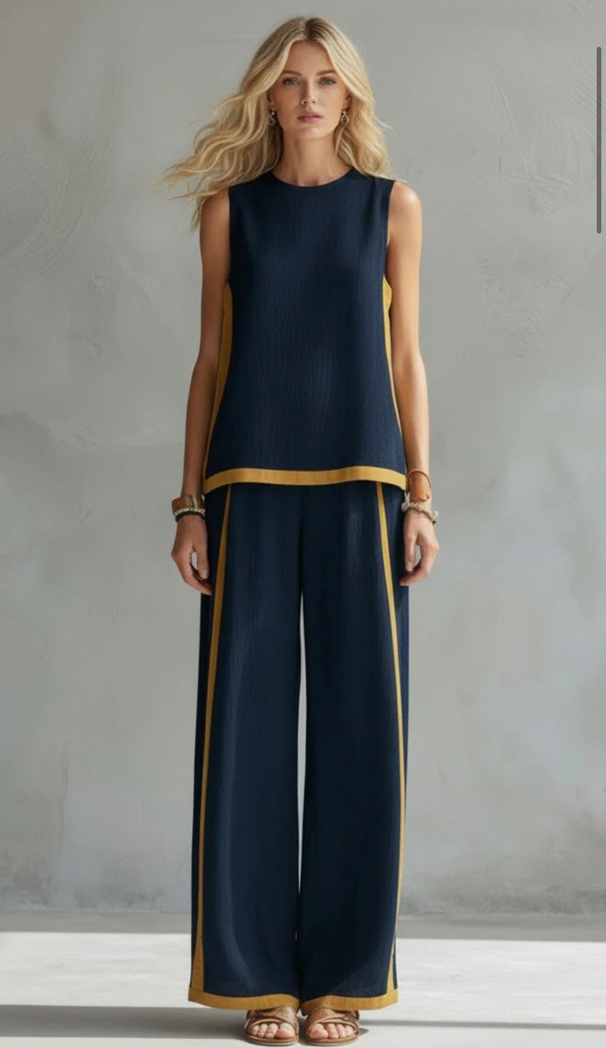 Leila Conjunto Elegante en Algodón y Lino