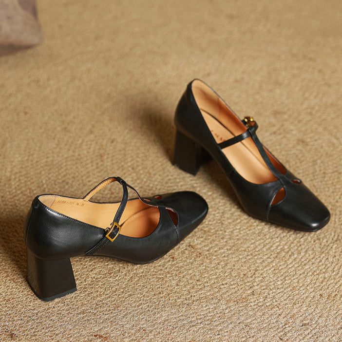 Elora Tacones Altos de Cuero Auténtico