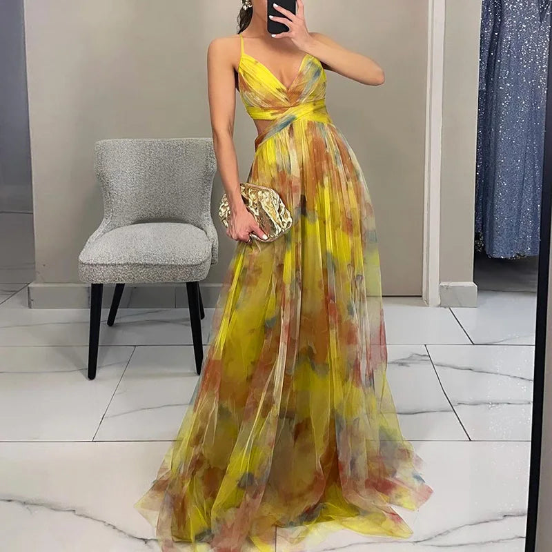 Laura Maxi vestido encantador con estampado floral