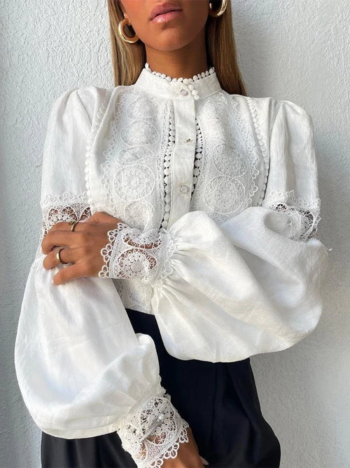 Blusa blanca de encaje