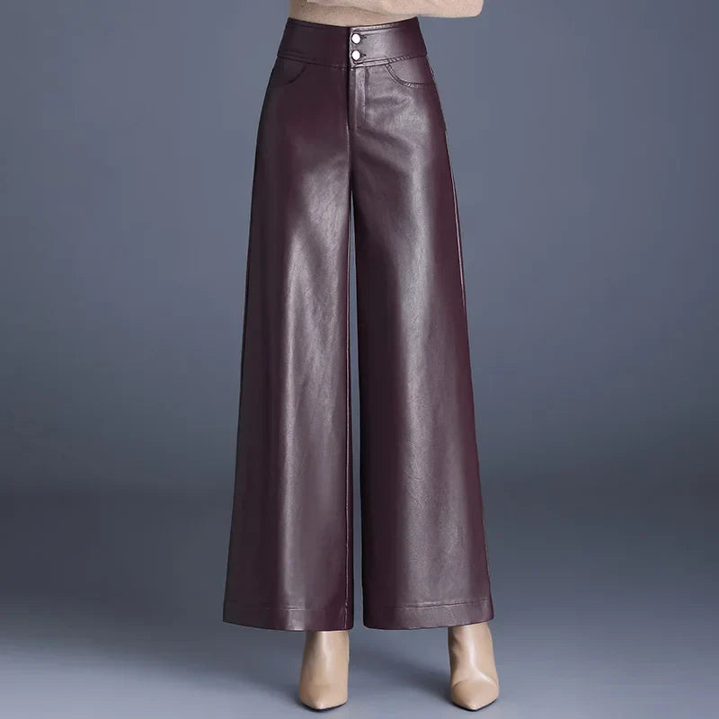 Pantalones anchos de cuero