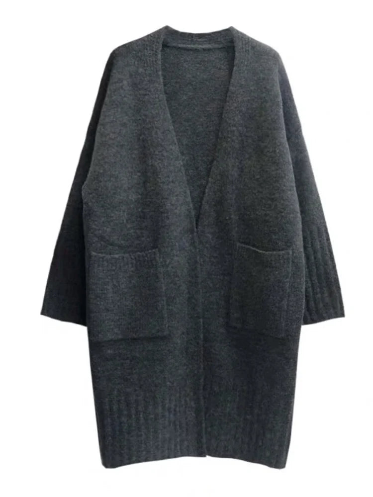 Cárdigan largo de punto para mujer