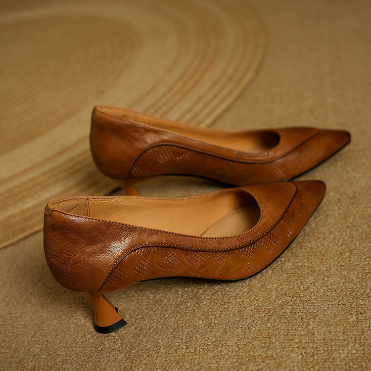 Zapatos de Tacón Alto de Cuero Auténtico Belle