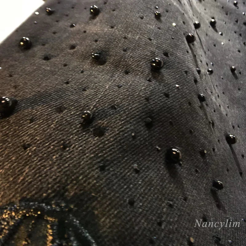 Pantalones vaqueros de patchwork con encaje para mujer
