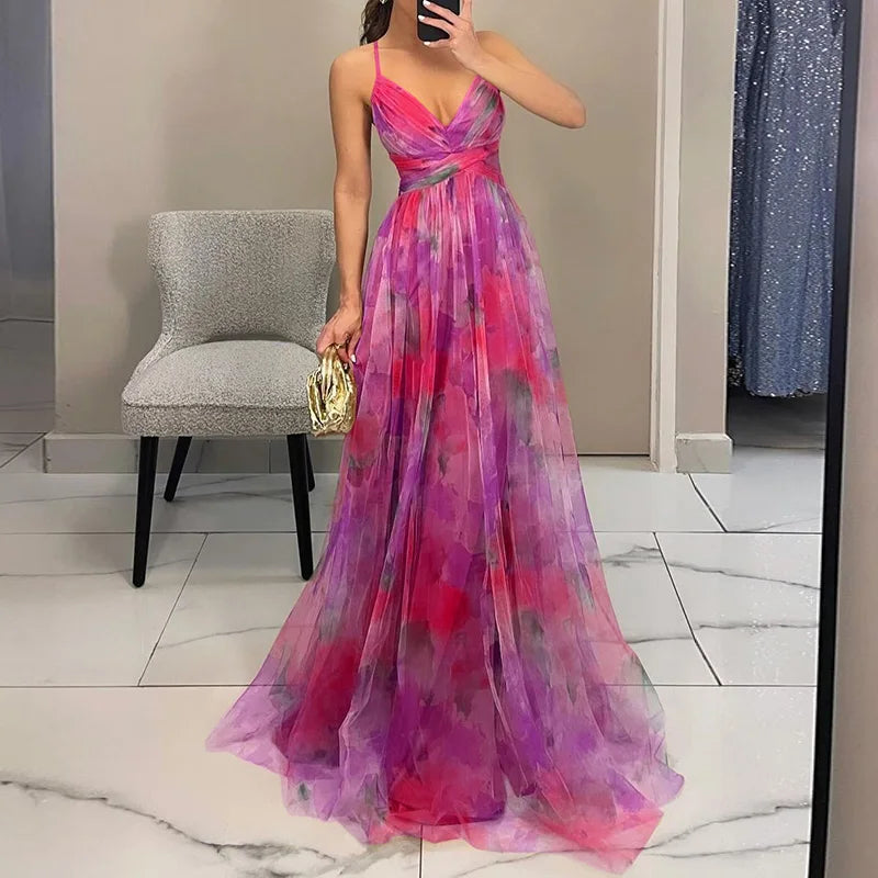 Giselle Encantador Maxi Vestido con Estampado Floral