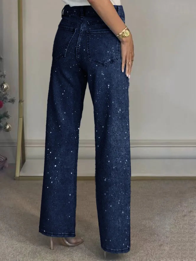 Vaqueros de denim con pedrería para mujer