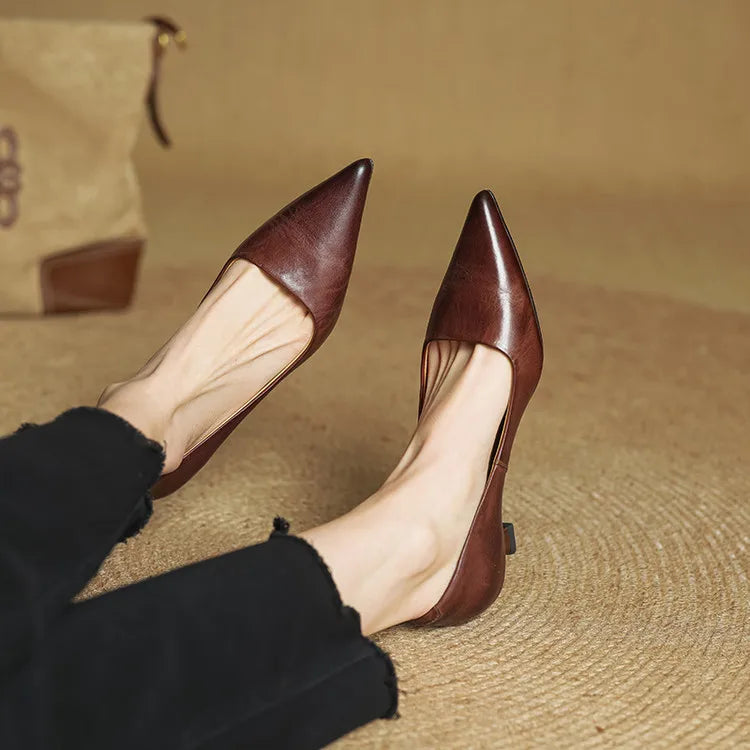 Anok Tacones Altos de Cuero Auténtico