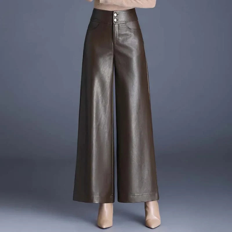 Pantalones anchos de cuero