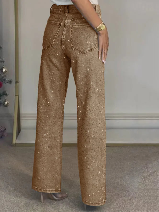 Vaqueros de denim con pedrería para mujer
