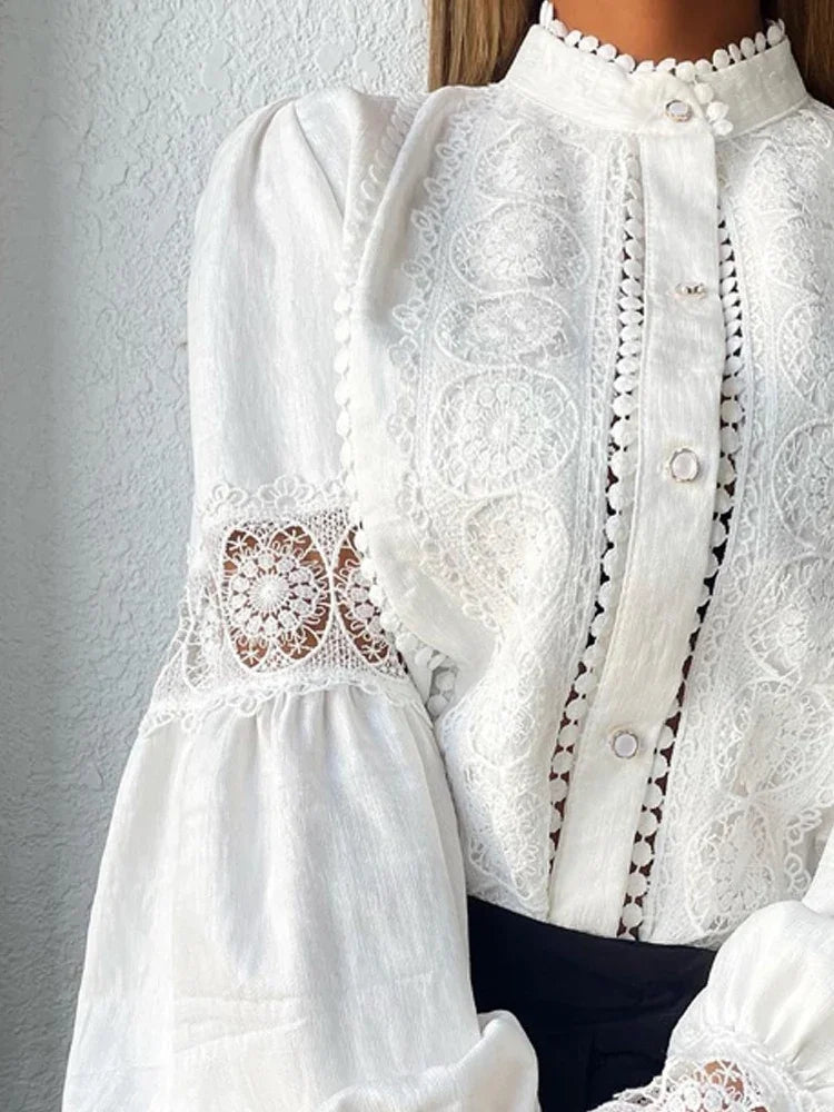 Blusa blanca de encaje