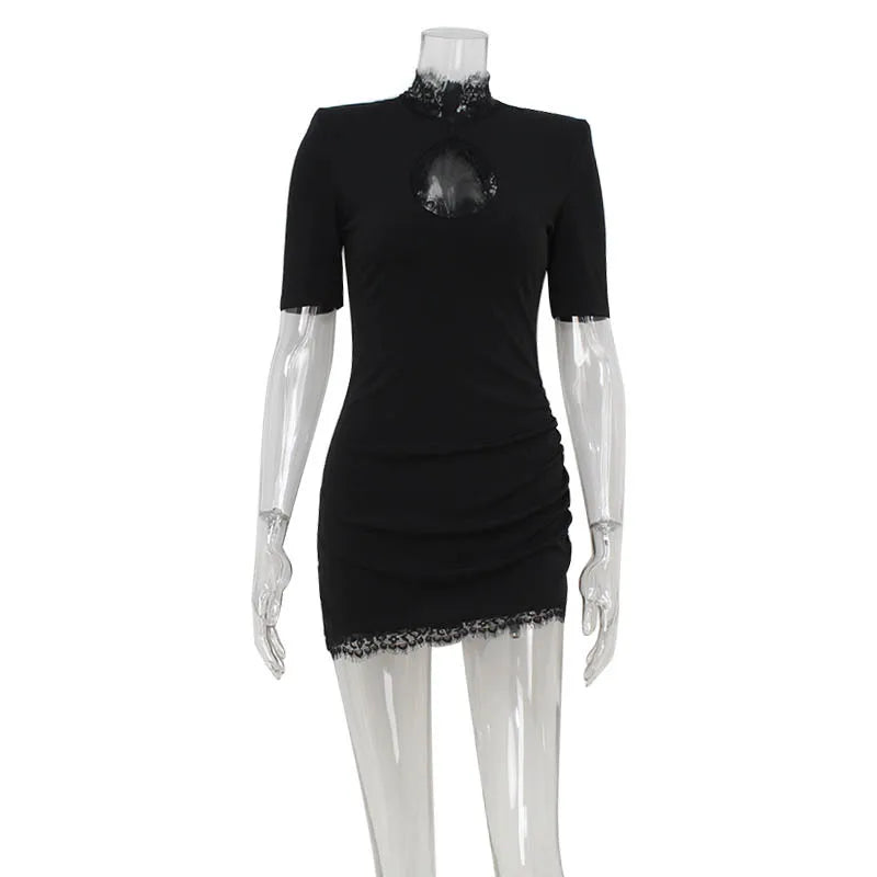 Vestido ajustado de encaje con patchwork para mujer