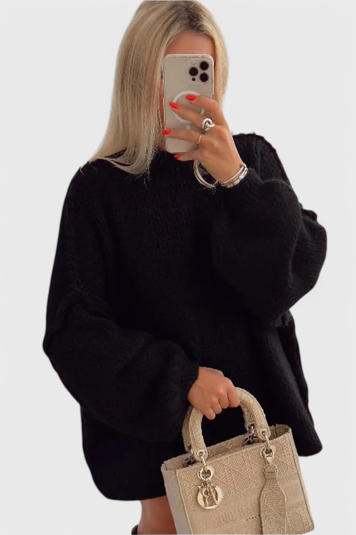 Cassia Jersey de Punto Oversized con Mangas Globo