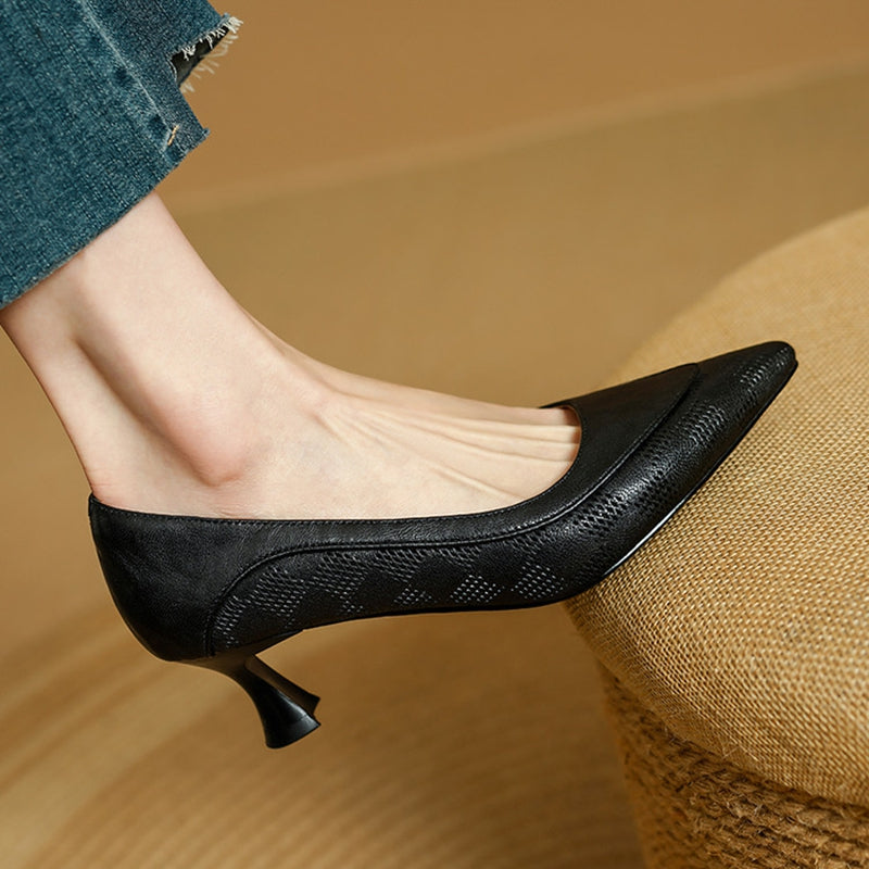 Zapatos de Tacón Alto de Cuero Auténtico Belle