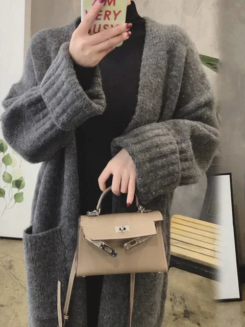 Cárdigan largo de punto para mujer