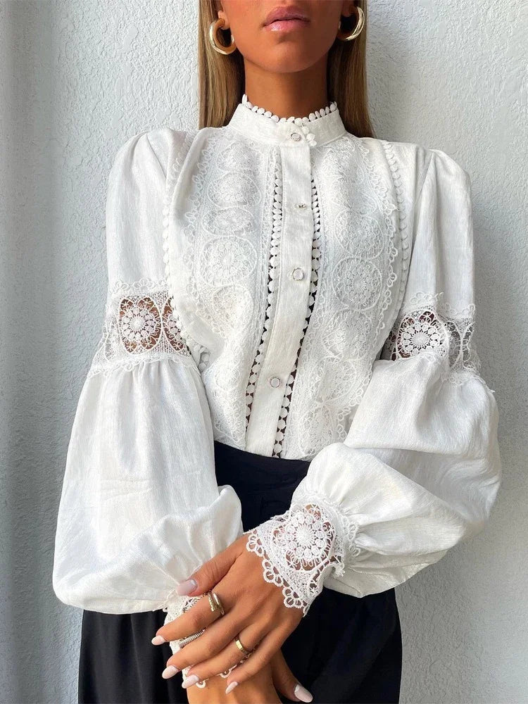Blusa blanca de encaje